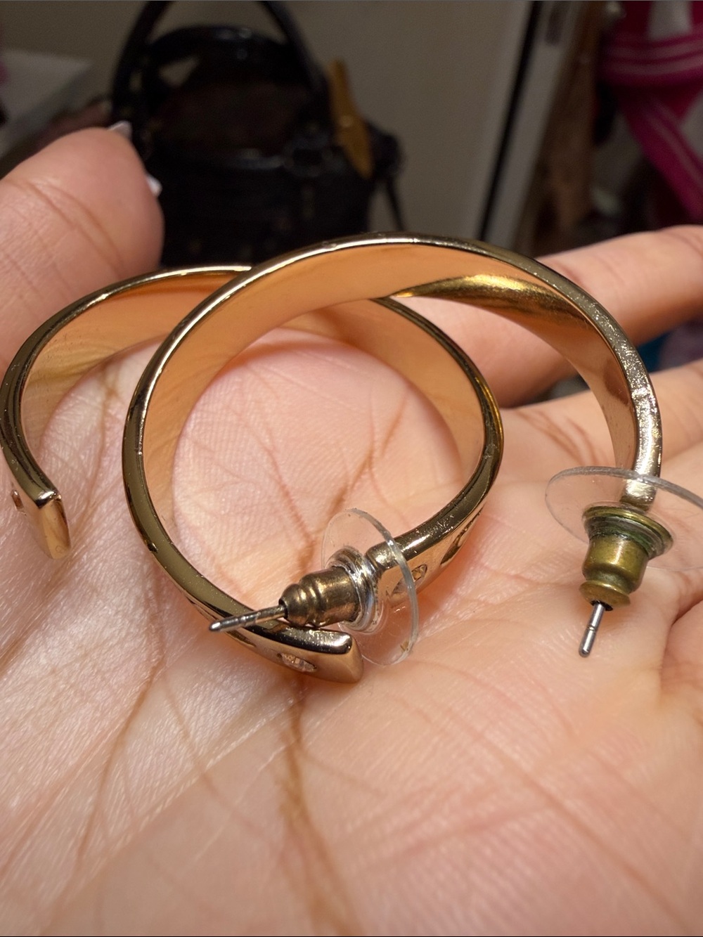 Coach Tabby Hoop Earrings in Gold-tone with Crystal Accents - Picture 6 of 14
